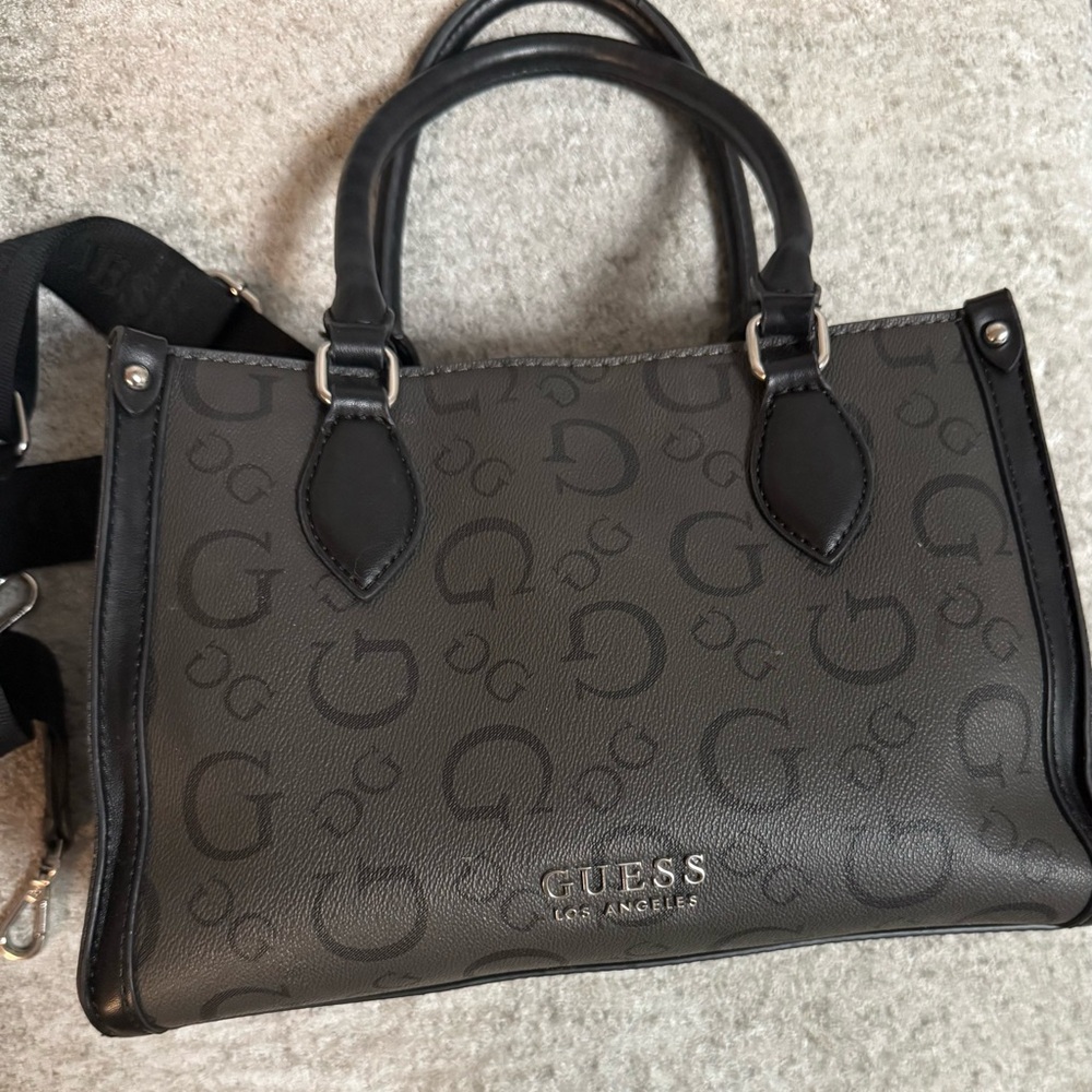 GUESS Black and Gray Satchel